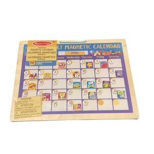 Melissa & Doug Monthly Magnetic Calendar Wooden Educational Toy 112 Magnets